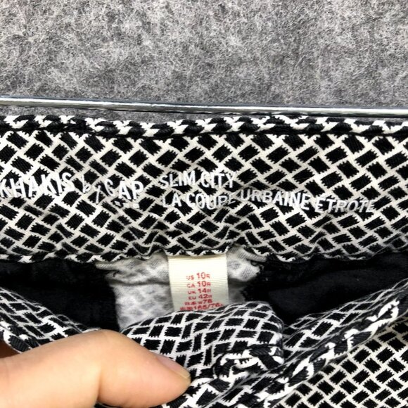 GAP Slim City Trouser Pants Womens 10 Black White Checker Mid Rise Cropped - Picture 7 of 12